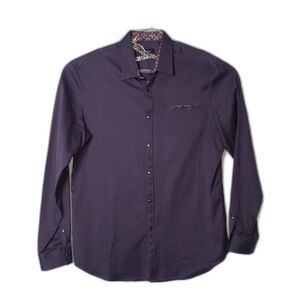 J. CAMPBELL Purple Fitted Button Up Dress Shirt Mens Size XL